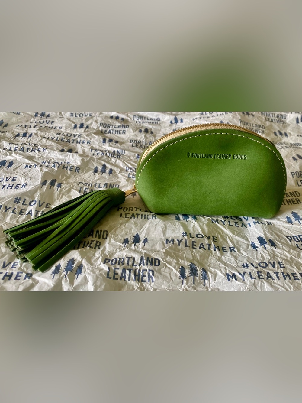 Portland Leather Succulent Taco Tassel Leather Pouch with Gold Zipper